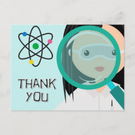 Cartão Postal Magnifying Glass Girl Scientientientista Obrigado