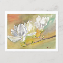 Cartão Postal Magnolia Blooming Watercolor por E. Mashkina