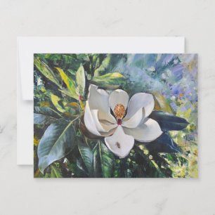 Cartão Postal Magnolia Blossom Oil Painting of Nature's Harmony
