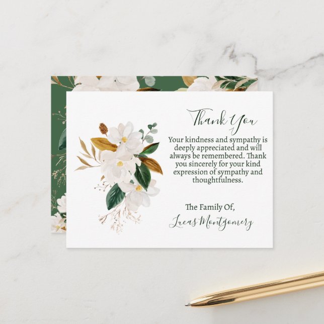 Cartão Postal Magnolia Funeral Obrigado, Simpatia (Frente/Verso In Situ)