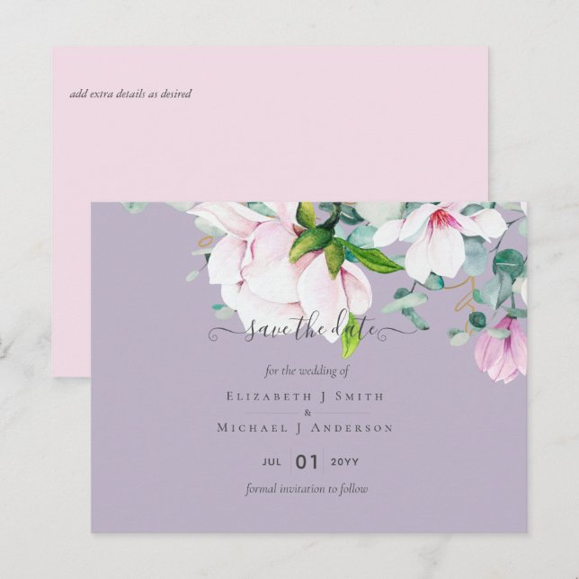 Cartão Postal Magnólias Rosa Eucalipto Lavanda Salve Datas (Frente/Verso)