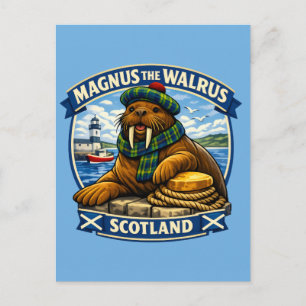 Cartão Postal Magnus a morsa escocesa amorosa litoral Escócia