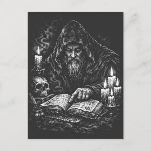 Cartão Postal Mago Estudando o Grimório — por BurnsInHell