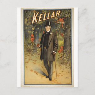 Cartão Postal Mago Harry Kellar com Cane.