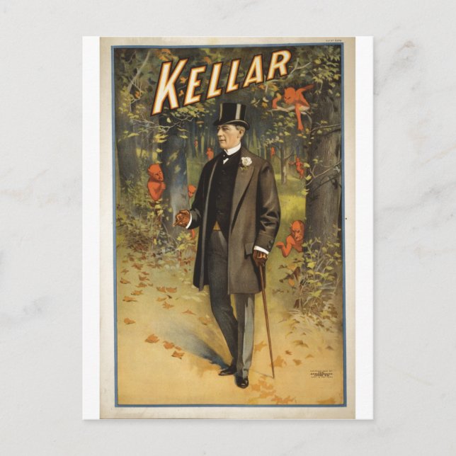 Cartão Postal Mago Harry Kellar com Cane. (Frente)