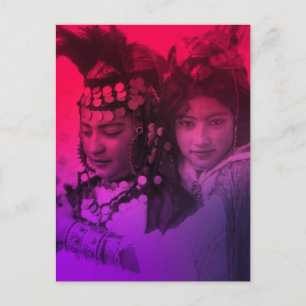 Cartão Postal Magrebe Vermelho Rosa Oulado Naïl Berber Rapariga