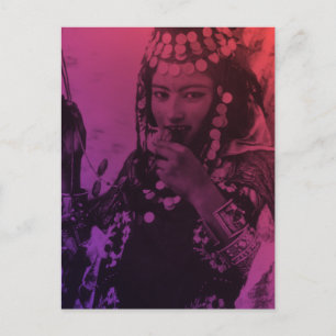 Cartão Postal Magrebe Vermelho Rosa Oulado Naïl Berber Rapariga