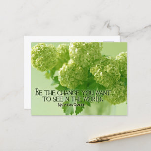 Cartão Postal Mahatma Gandhi, citação inspiracional "Seja a muda