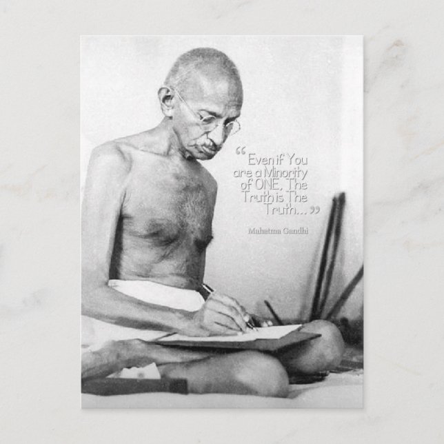 Cartão Postal Mahatma Gandhi Citação, Minoria de Um, Verdade (Frente)