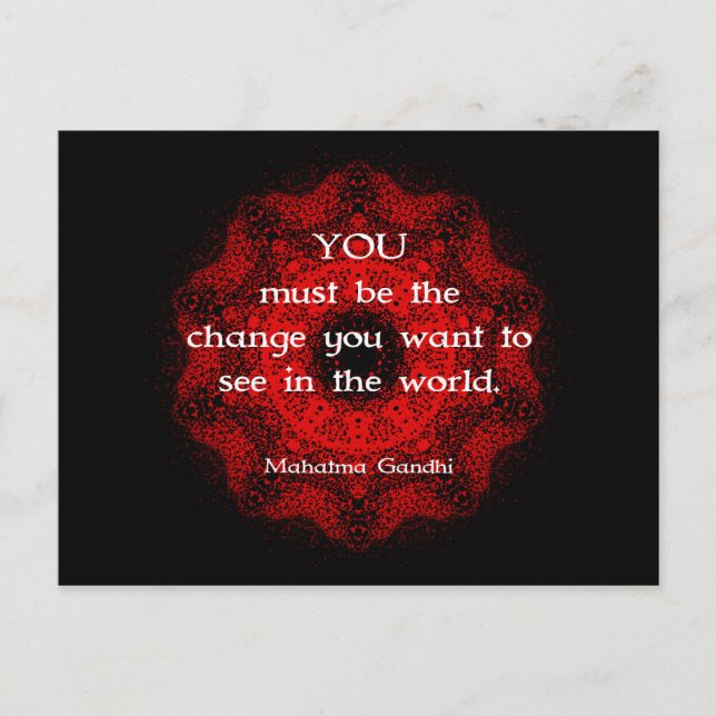 Cartão Postal Mahatma Gandhi Wisdom dizendo sobre ação (Frente)