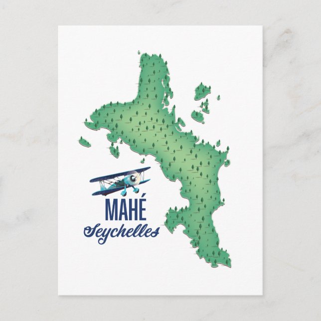 Cartão Postal Mahé, mapa da Vintage das Seychelles (Frente)
