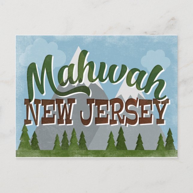 Cartão Postal Mahwah New Jersey Divertimento Retro Montanhas Sno (Frente)