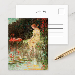 Cartão Postal Maiden com Flamingos   Frederick Stuart Church