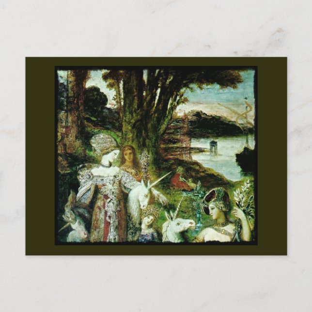 Cartão Postal Maidens e Unicórnios (Frente)