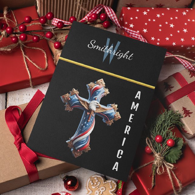 Cartão Postal Maiestosa Cruz de Bandeira Americana Com Águia Em  (Criador carregado)