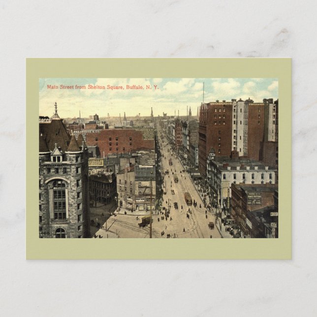 Cartão Postal Main Street, Buffalo NY 1912 Vintage (Frente)
