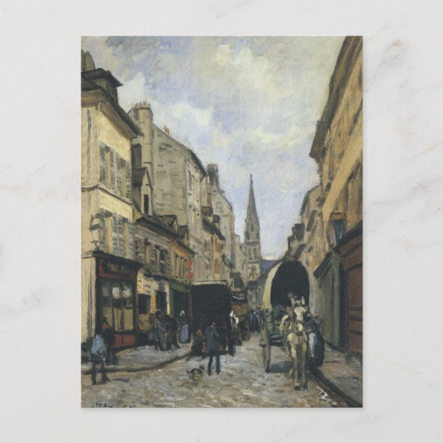 Cartão Postal Main Street em Argenteuil por Alfred Sisley (Frente)