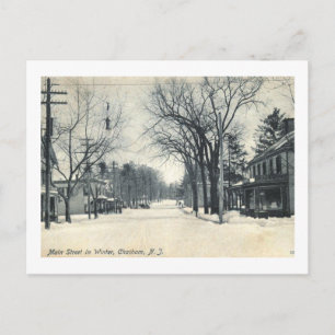 Cartão Postal Main Street in Winter, Chatham, NJ 1907 Vintage