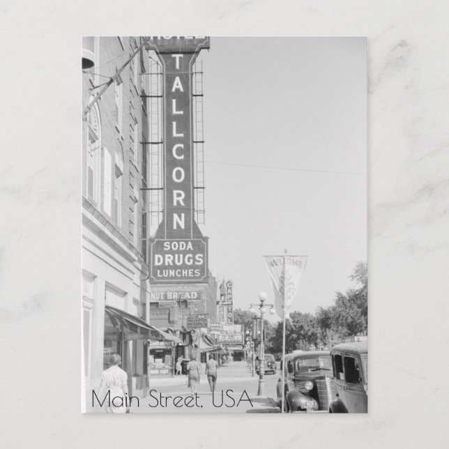 Cartão Postal Main Street, Marshalltown, Iowa (Frente)
