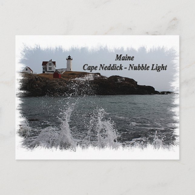 Cartão Postal Maine Cape Neddick - Luz Nocble (Frente)