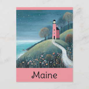 Cartão Postal Maine Coast Lighthouse Watercolor Viagem