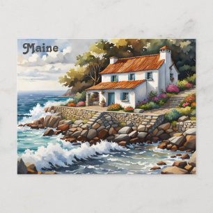 Cartão Postal Maine Coast Watercolor Viagem