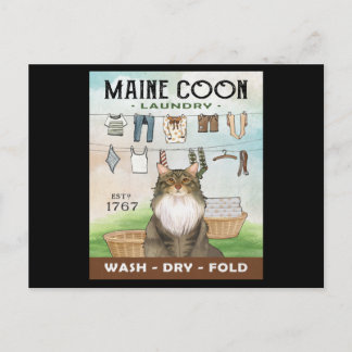 Cartão Postal Maine Coon Cat Laundry Company