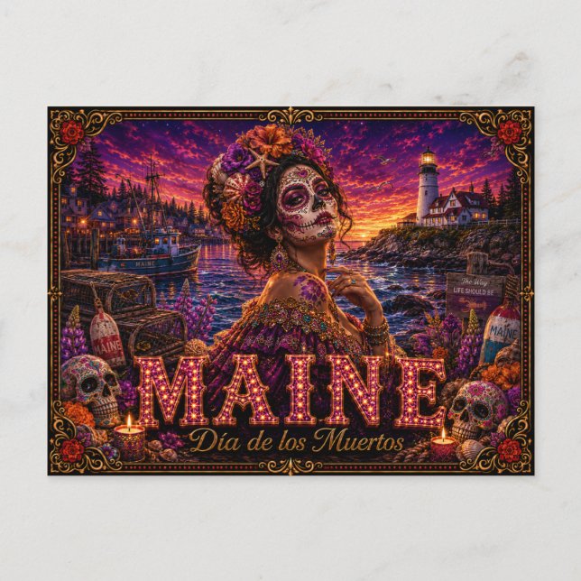 Cartão Postal Maine Dia dos Mortos Retro (Frente)