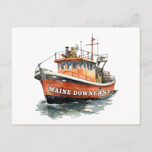Cartão Postal Maine Downeast Boat Fisheries (Frente)