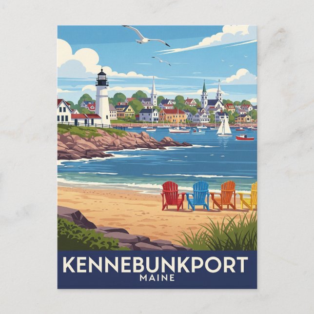 Cartão Postal Maine Kennebunkport Viagem (Frente)