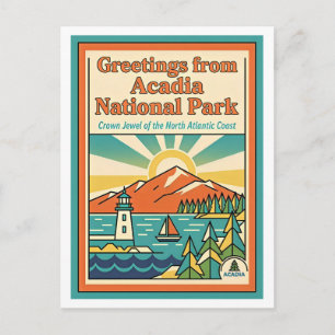 Cartão Postal MAINE Parque Nacional de Acadia Retro