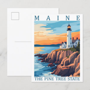 Cartão Postal Maine, Pine Tree State USA Viagem Place