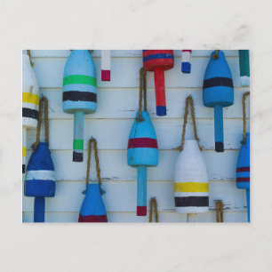 Cartão Postal Maine, Stonington, boias decorativas de lagosta