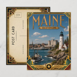 Cartão Postal Maine Vintage Art Deco Era de Ouro