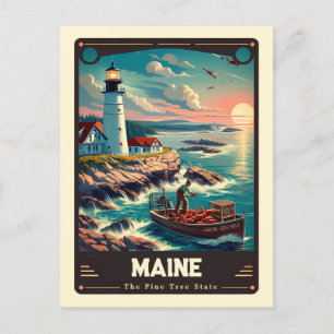 Cartão Postal Maine   Vintage espirituosa patriótica