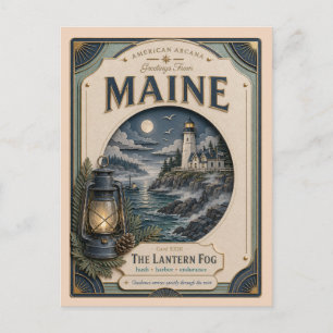 Cartão Postal Maine Vintage Paper Cut American Arcana