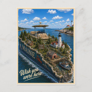 Cartão Postal Maine Wish You Were Here Série de Estados