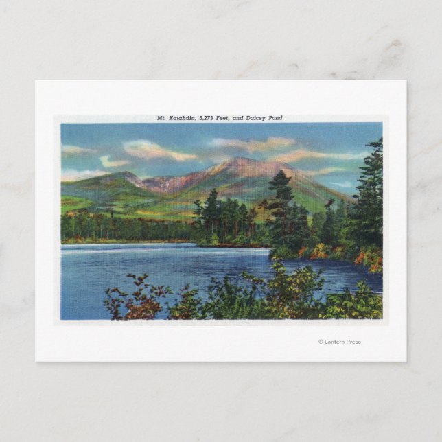 Cartão Postal MaineView do Monte Katahdin e Daicey Pond (Frente)
