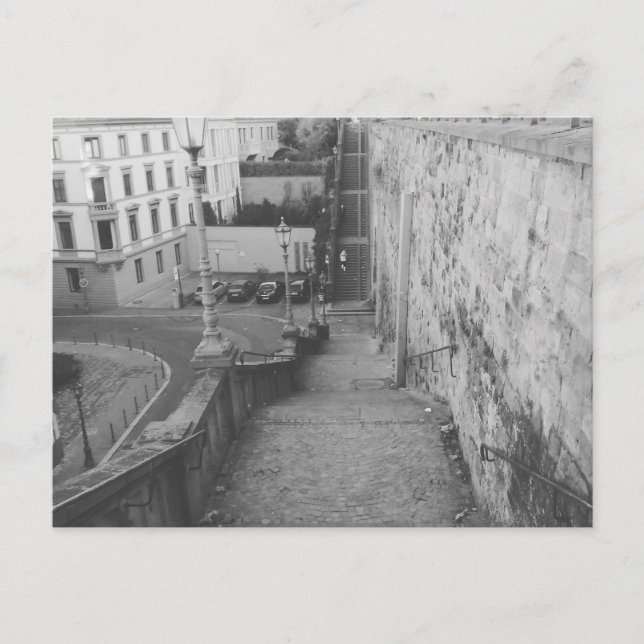 Cartão Postal Mainz Germany Black & White Stairs (Frente)