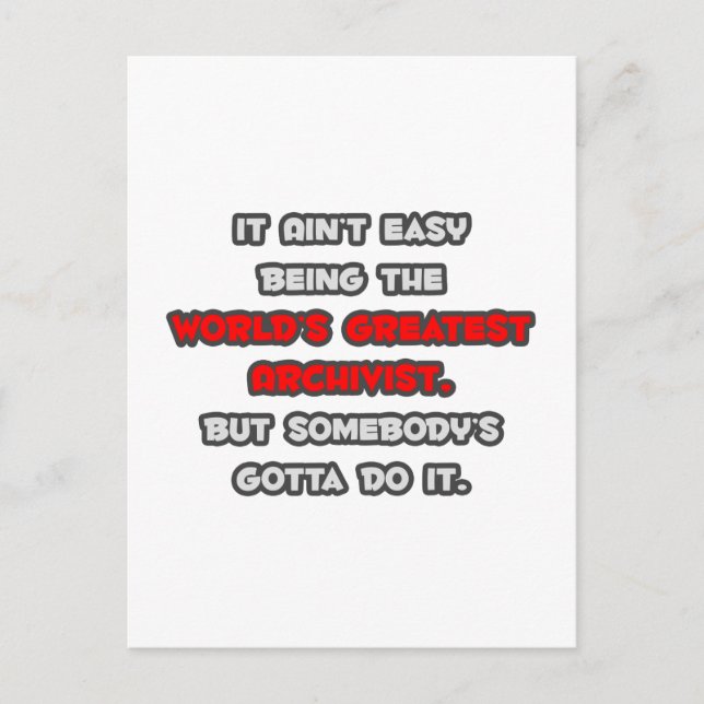 Cartão Postal Maior Piada de Arquivistas do Mundo (Frente)