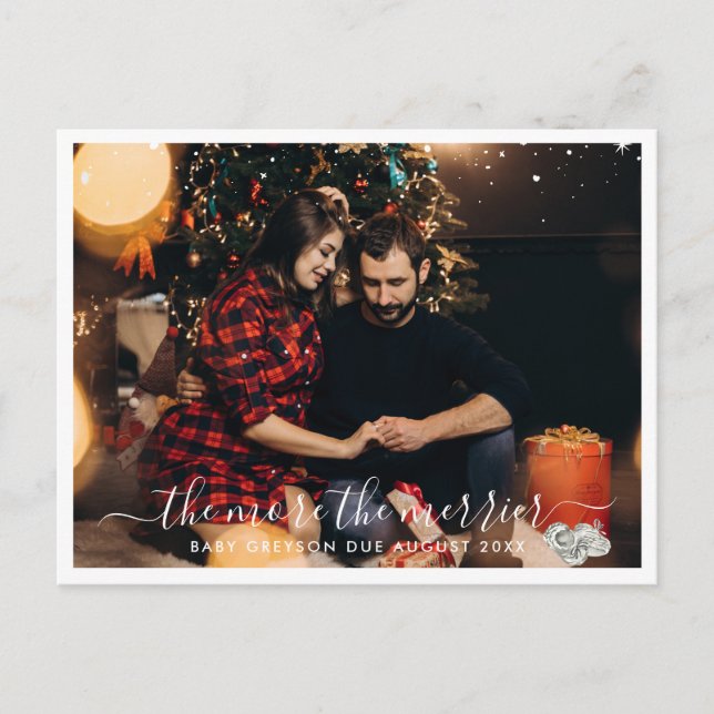 Cartão Postal Mais A Merrier | Anúncio de Gravidez de Foto (Frente)