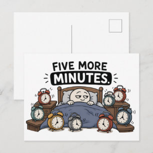 Cartão Postal Mais Cinco Minutos – Meme Engraçado de Despertador