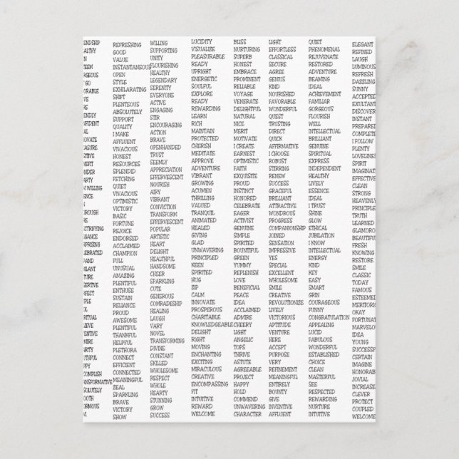 Cartão Postal Mais De 600 Palavras Positivas! (Frente)