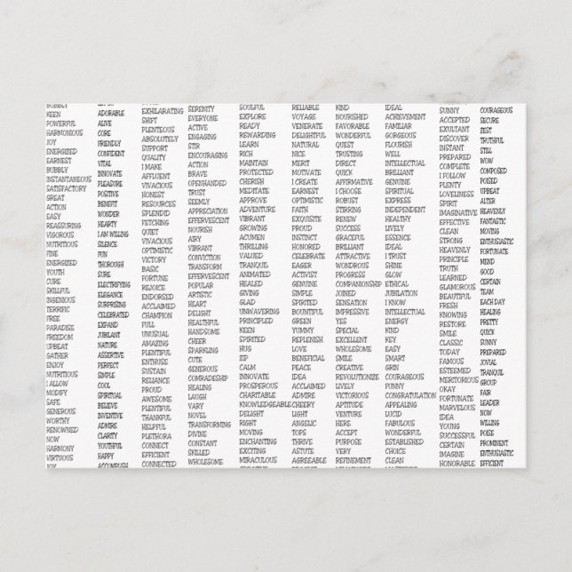 Cartão Postal Mais de 600 palavras positivas! (Frente)