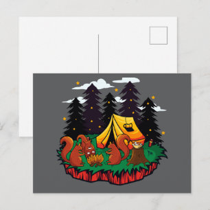 Cartão Postal Mais Diversão Com Este Esquilo de Acampamento