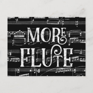 Cartão Postal Mais Flauta Quadro Negro - Música Preto Branco