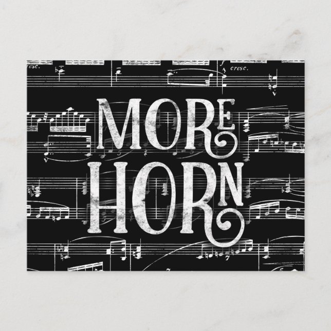 Cartão Postal Mais Quadro de Giz Cornet - Música Preto Branco (Frente)