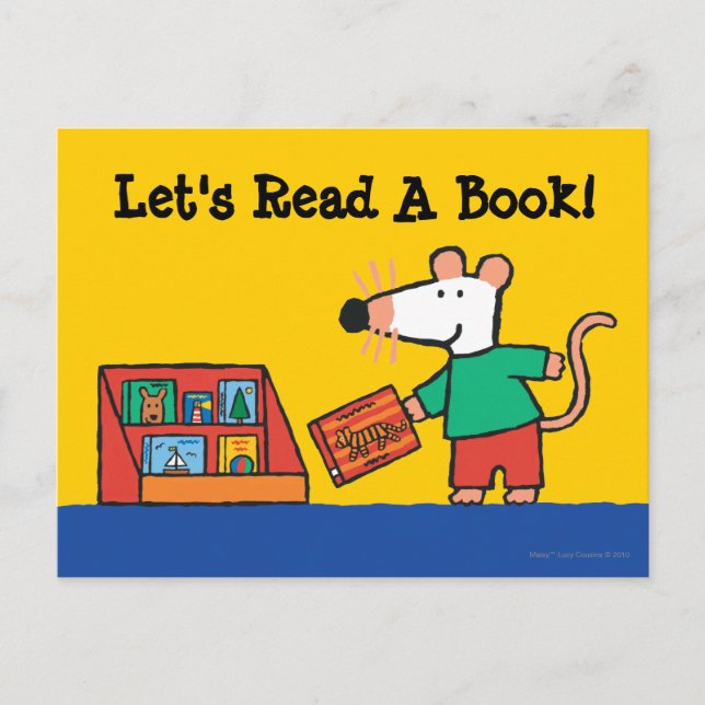 Cartão Postal Maisy com Livros de Biblioteca (Frente)