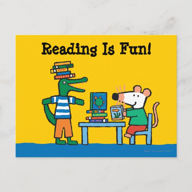 Cartão Postal Maisy e Amigos Aproveitem a Biblioteca (Frente)