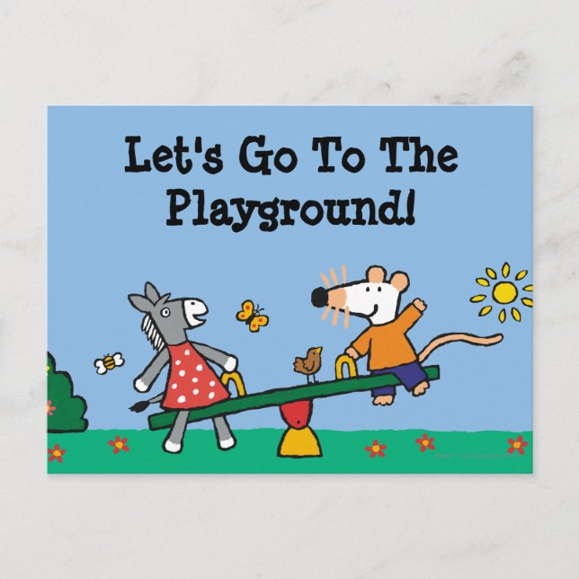 Cartão Postal Maisy e Dotty Seesaw no Playground (Frente)